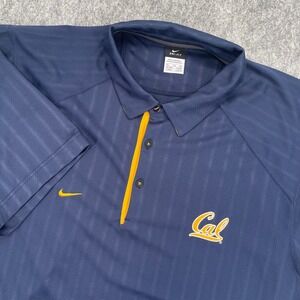 UC Berkley Shirt Mens 2XL Navy Blue Striped Golf Nike Dri Fit Performance Cal